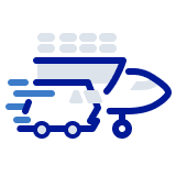 Icon showing a moving truck and airplane