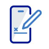 Icon showing a phone with a pencil signing it