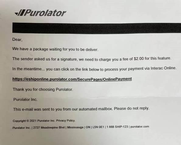 Scam letter